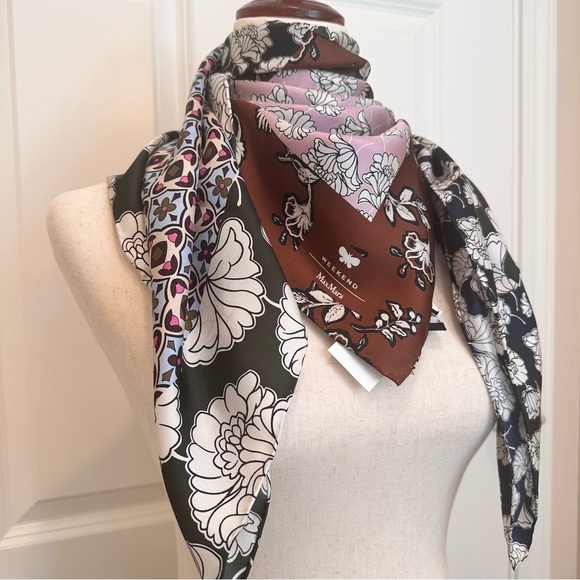NWOT Max Mara Weekend Label-cut Printed Silk Twin Scarf Sz:90*90cm Spring/Summer - Picture 14 of 16
